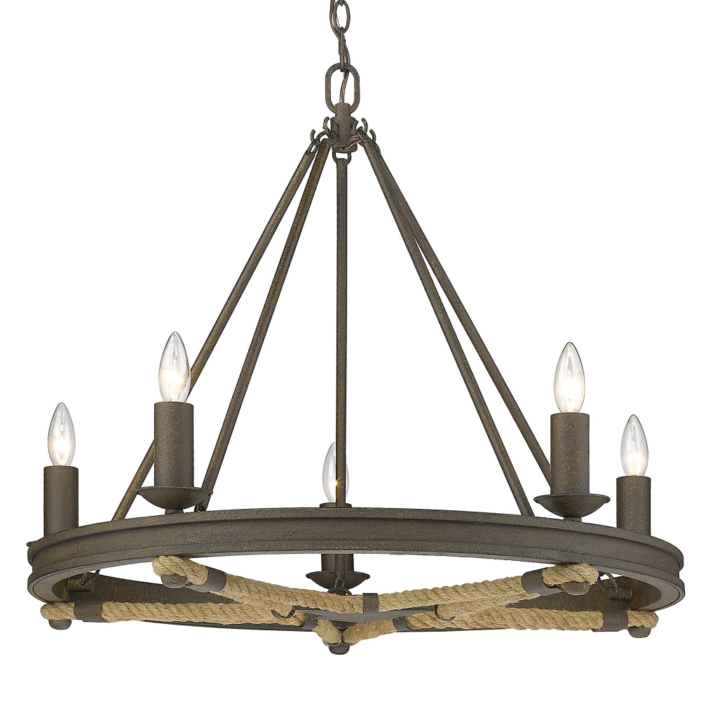 Wry Lighting Stokes 5-light Chandelier in Dark Rust